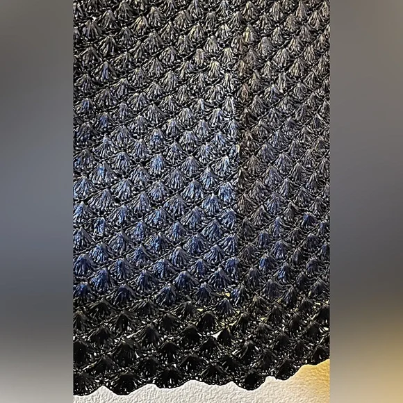 Vintage Anna Giovannozzi Italy Darkest Blue Crochet Raffia Maxi Skirt - Picture 6 of 12